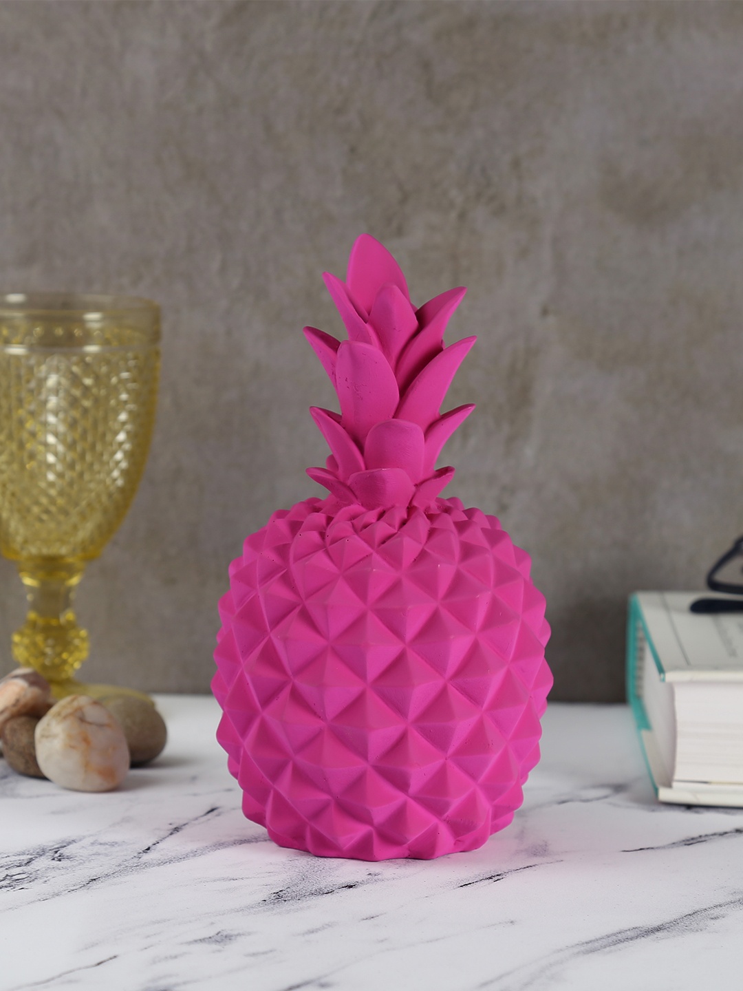 

India Circus by Krsnaa Mehta Fuchsia Pink Solid Pineapple Decor Accent
