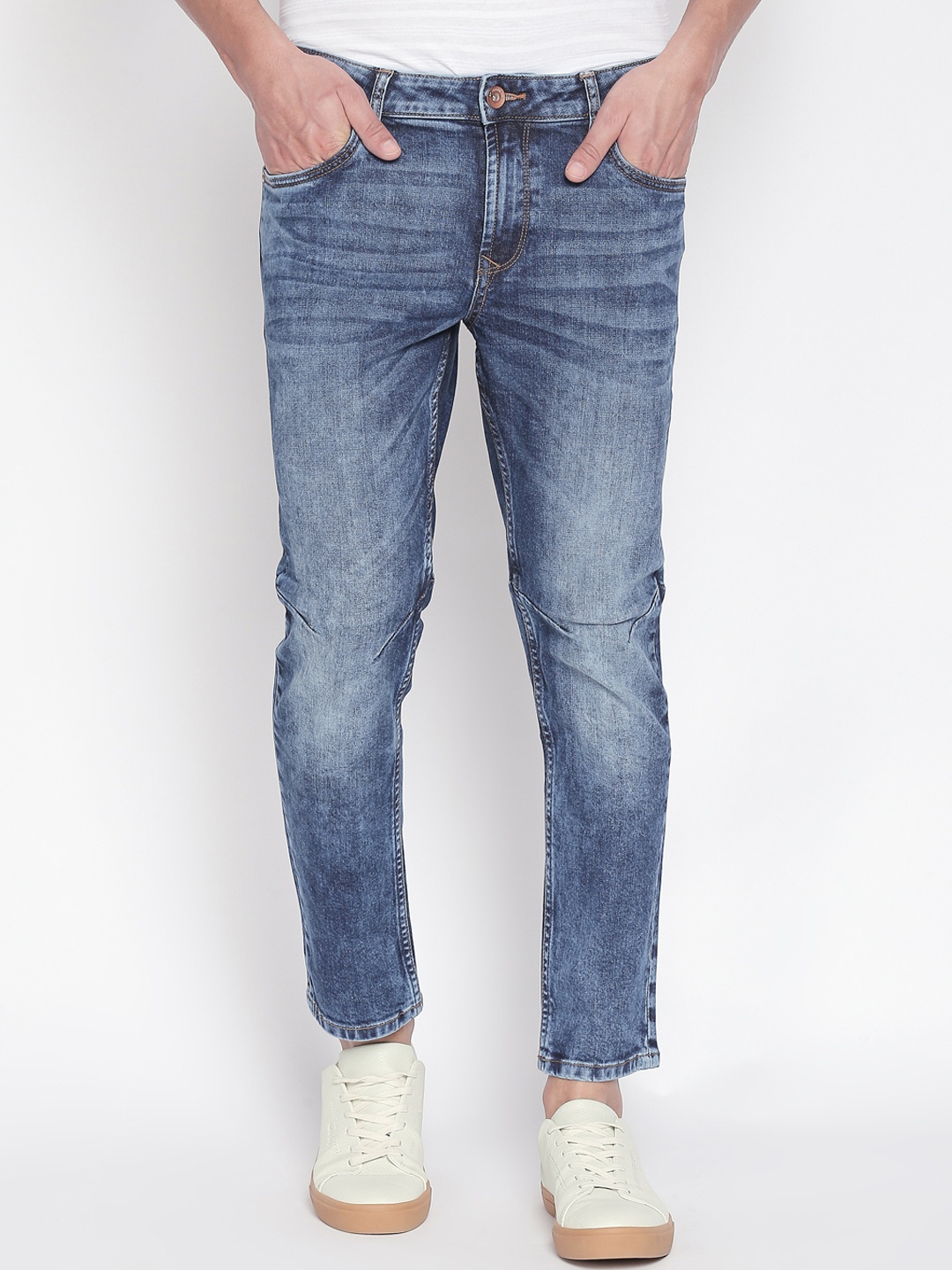 SF JEANS by Pantaloons Men Blue Slim Fit Mid-Rise Clean Look Stretchable Jeans