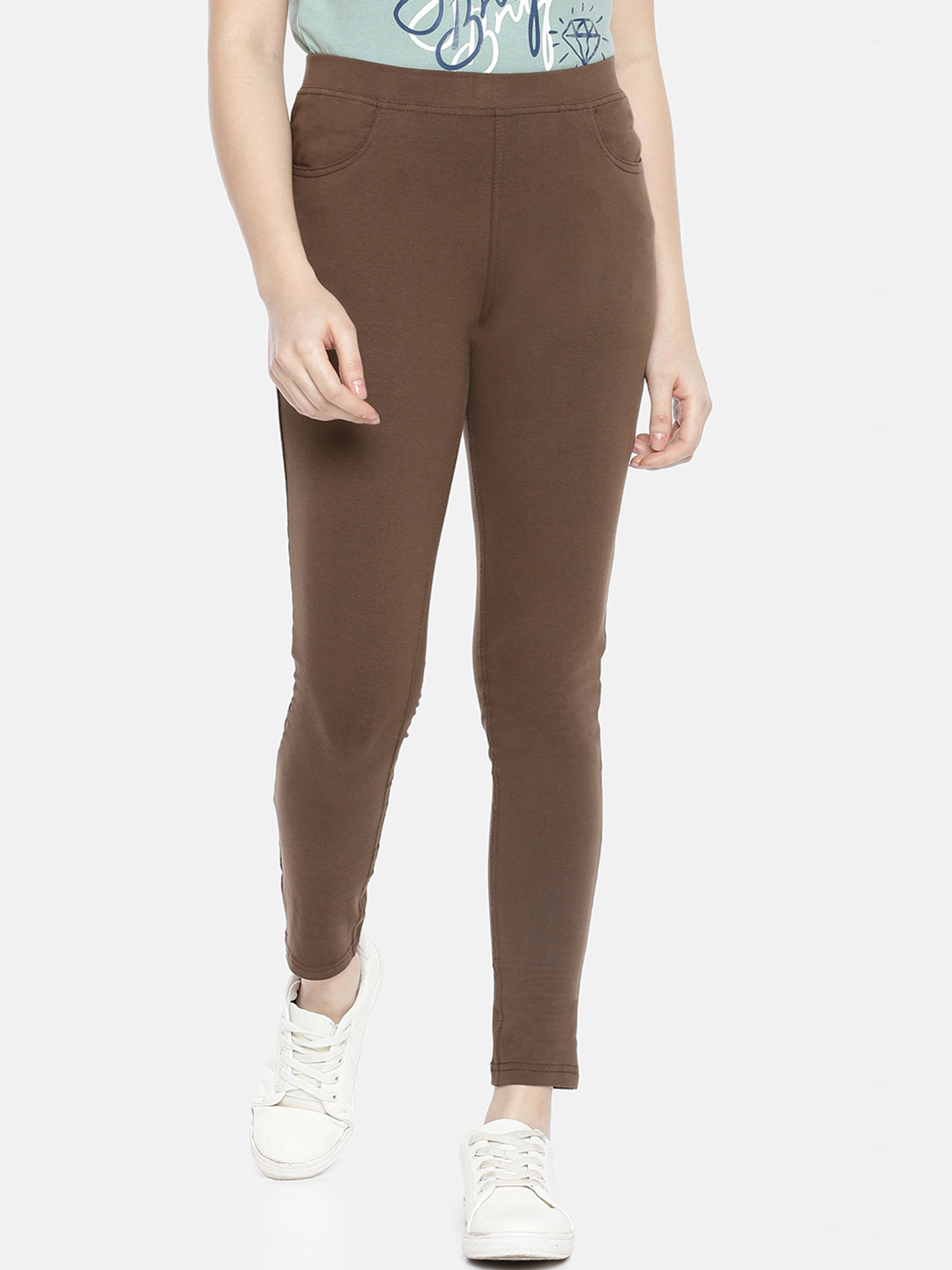 

GOLDSTROMS Women Brown Solid Slim-Fit Denim Jeggings