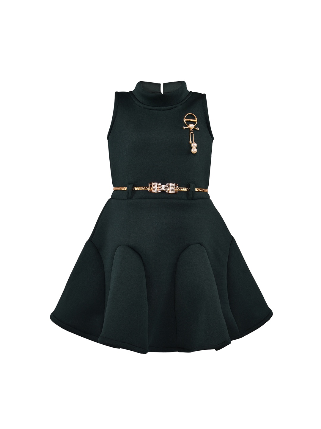 

Wish Karo Girls Green Solid Fit and Flare Dress