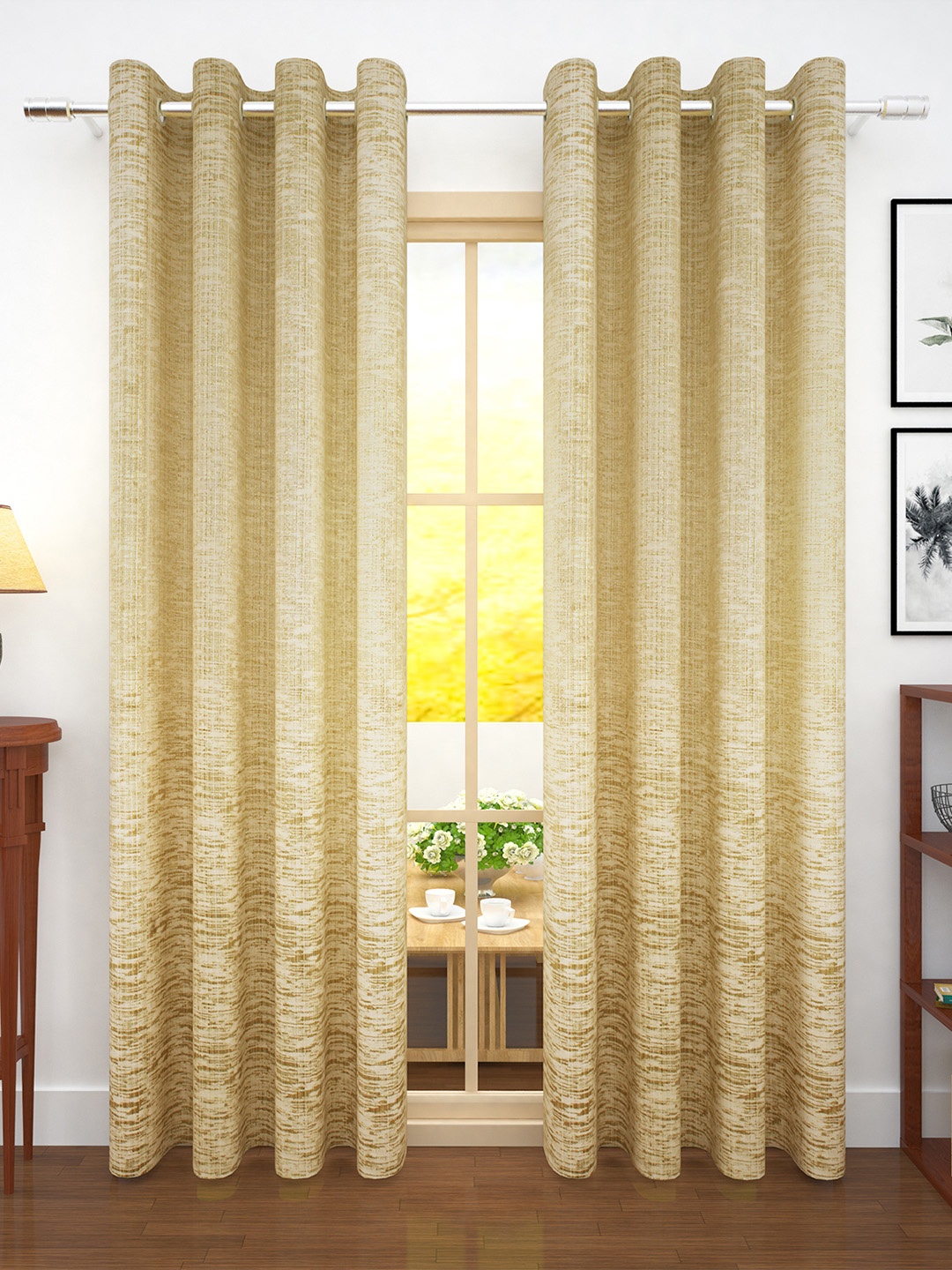 

Story@home Beige Set of 2 Jacquard Textured Door Curtains