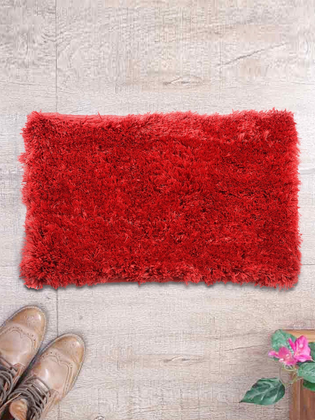 

ROMEE Red Solid Shaggy Anti-Skid Doormat