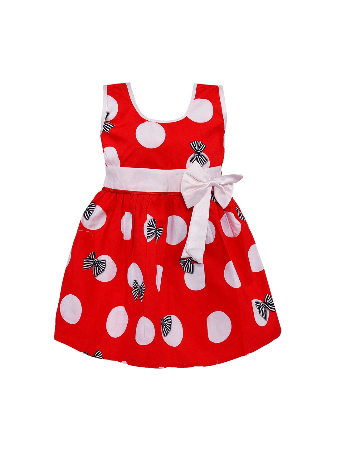 

Wish Karo Girls Red & White Printed Fit and Flare Dress