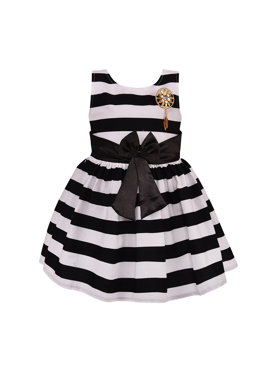 

Wish Karo Girls Black Striped Fit and Flare Dress