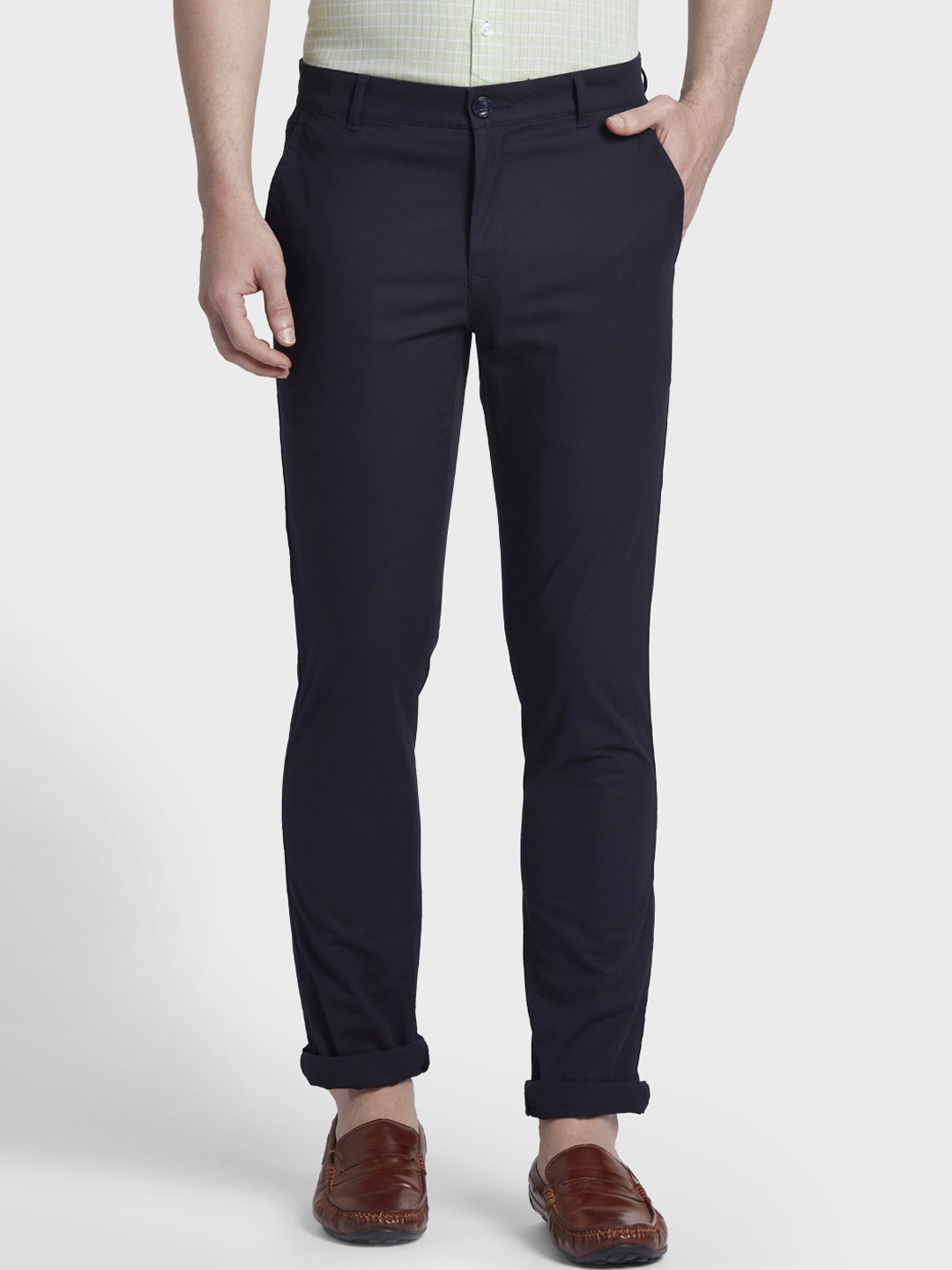 

ColorPlus Men Navy Blue Regular Fit Solid Chinos