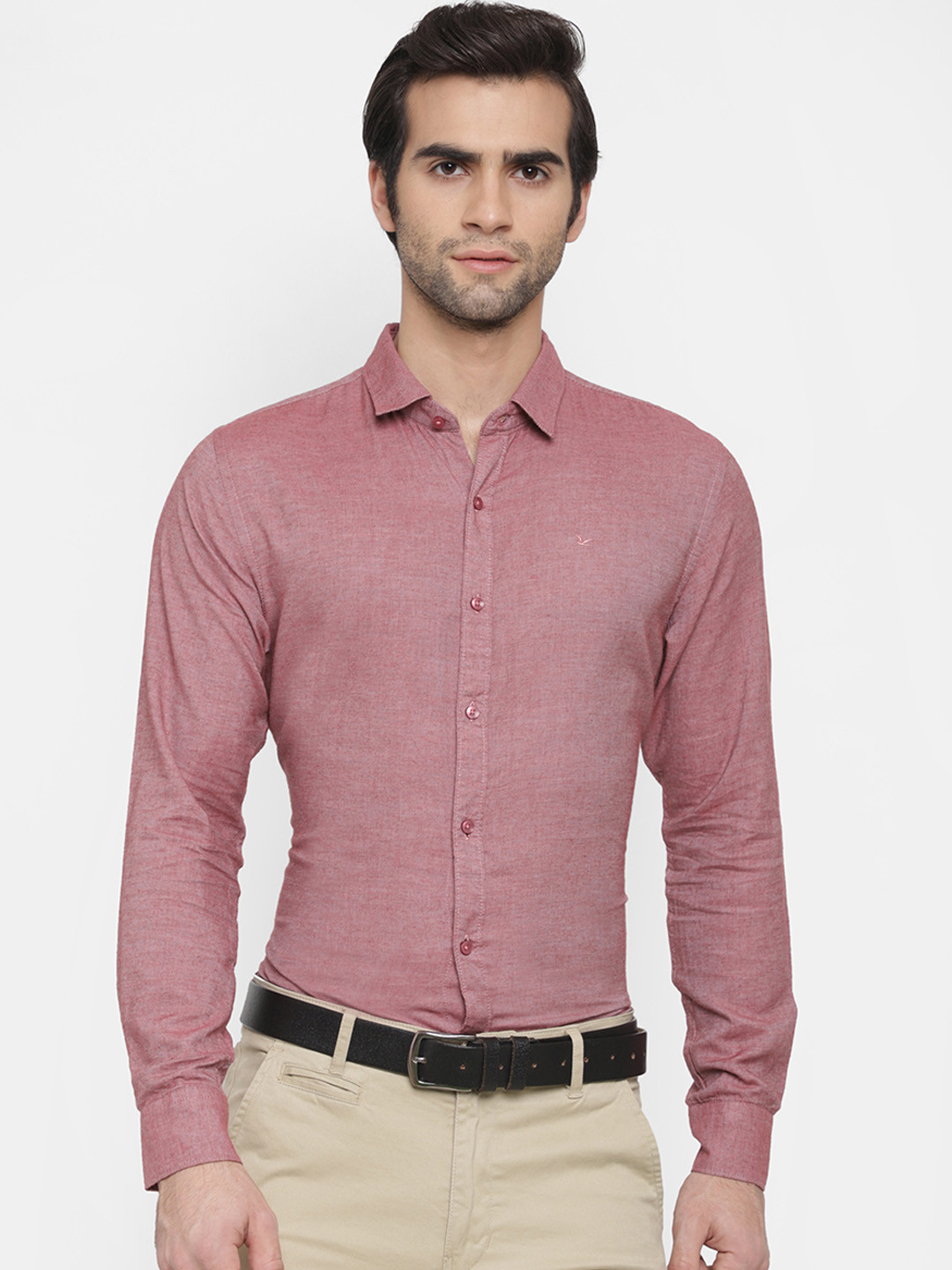 

cape canary Men Pink Regular Fit Solid Formal Shirt