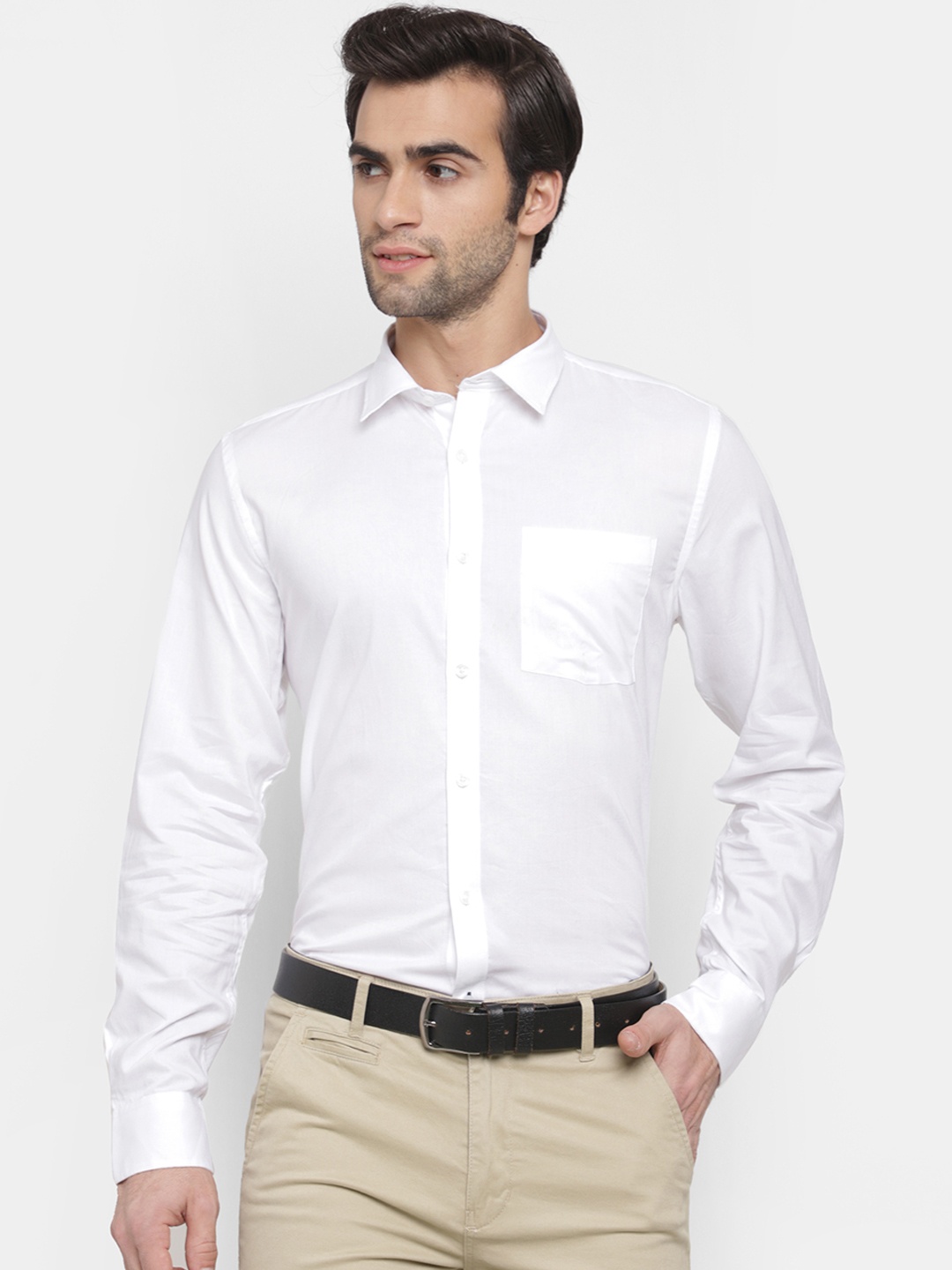 

cape canary Men White Regular Fit Solid Formal Shirt