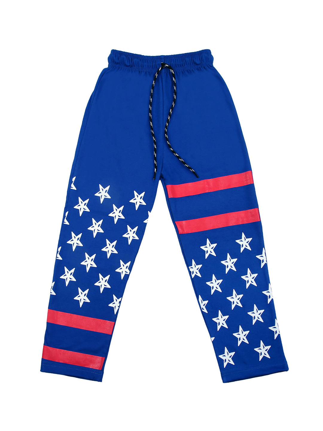 

SWEET ANGEL Girls Blue & White Printed Straight-Fit Track Pants