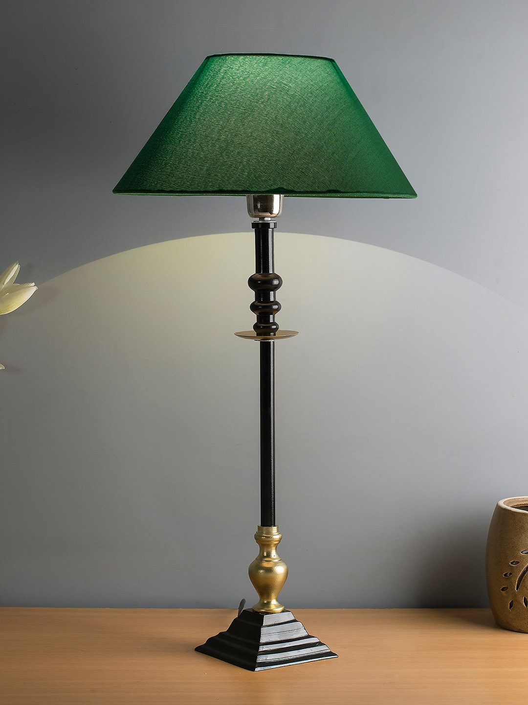 

Homesake Green & Black Solid Classic Imperial Handcrafted Table Lamp with Shade