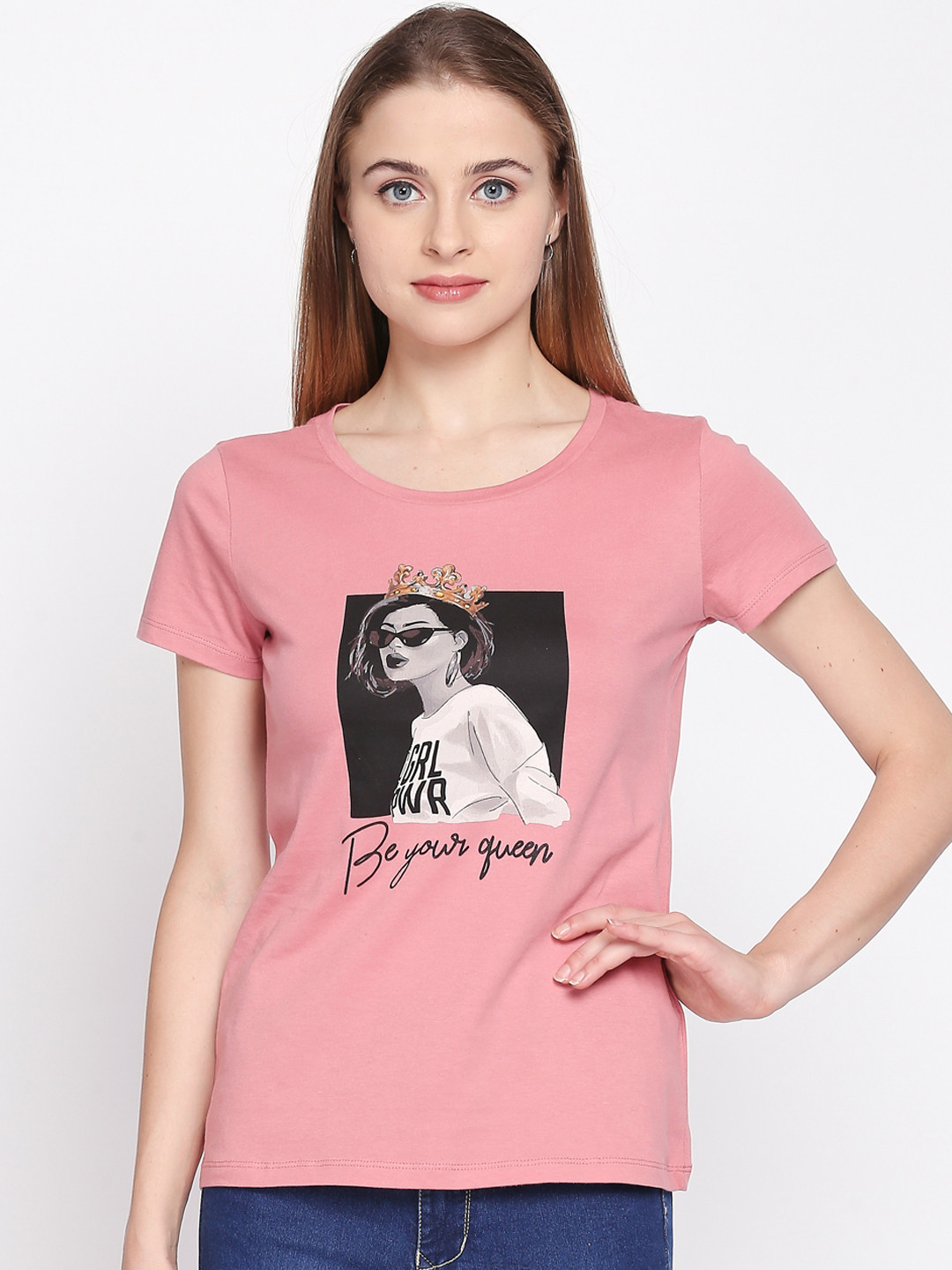 

Honey by Pantaloons Women Pink Printed Round Neck T-shirt