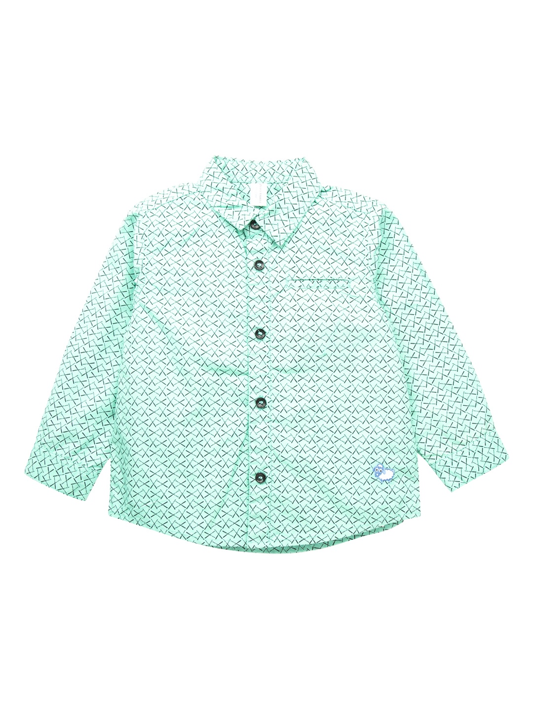 

ZERO THREE Boys Green Regular Fit Printed Casual Shirt