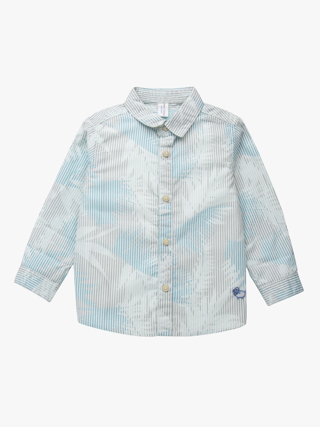

ZERO THREE Boys Grey & Blue Regular Fit Printed Casual Shirt