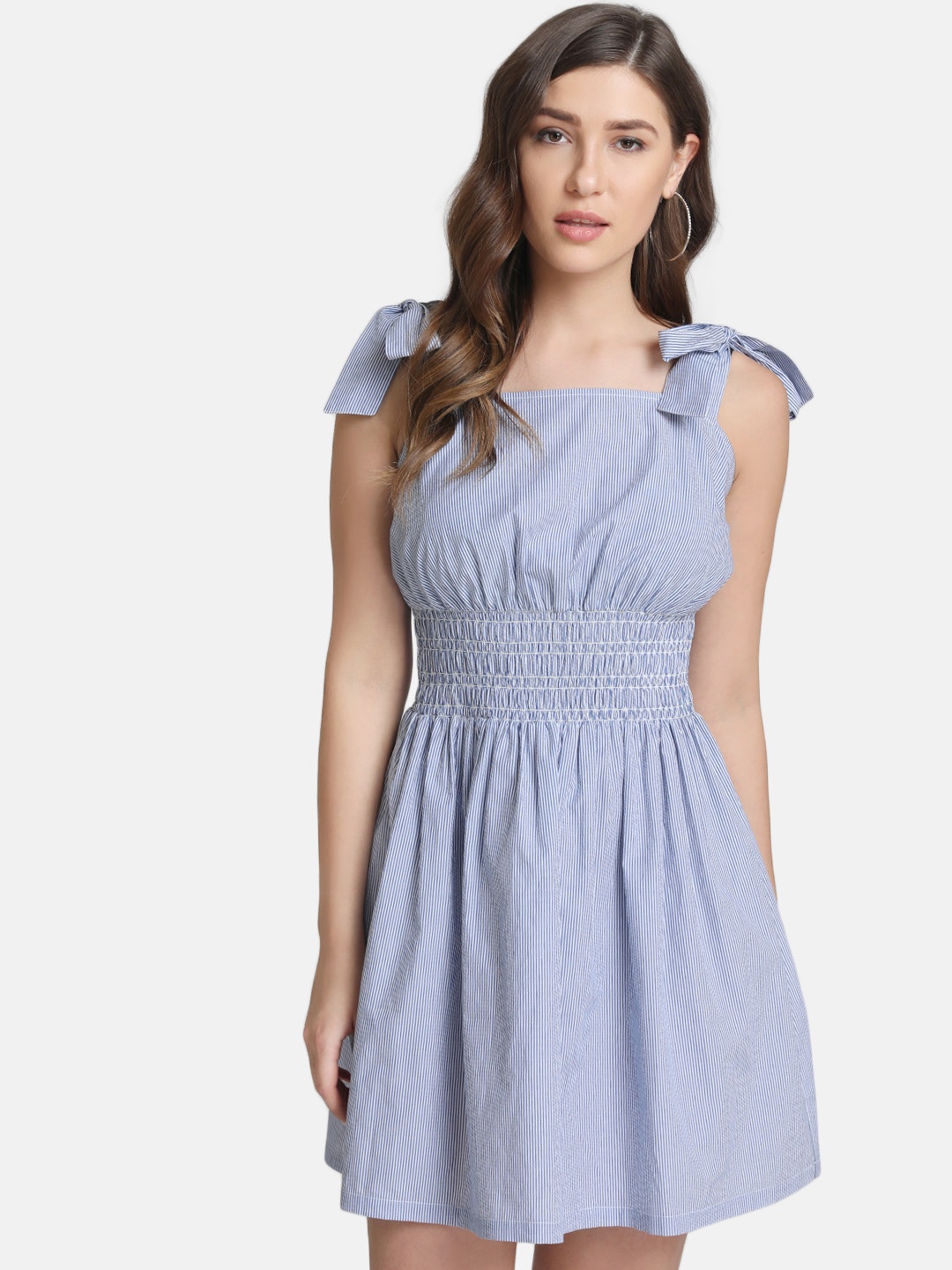 

Kazo Women Blue Striped Blouson Dress