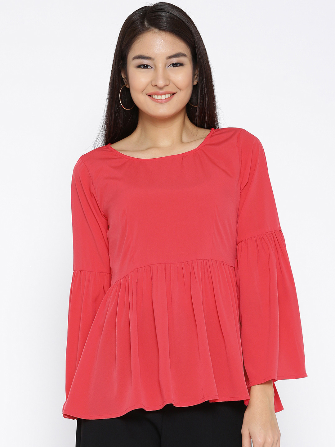 

Sera Women Red Solid A-Line Top