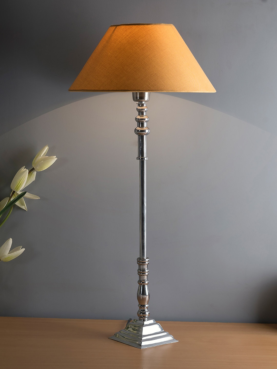 

Homesake Beige & Silver Solid Chrome Finish Buffet Lamp