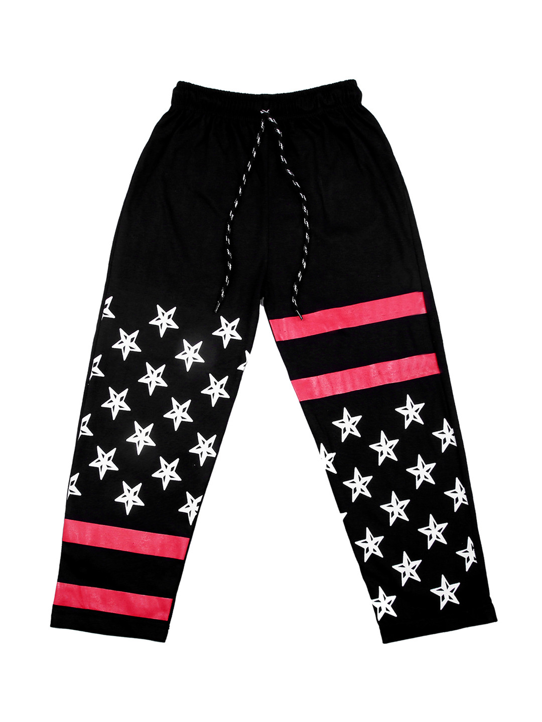 

SWEET ANGEL Girls Black & White Printed Straight-Fit Track Pants
