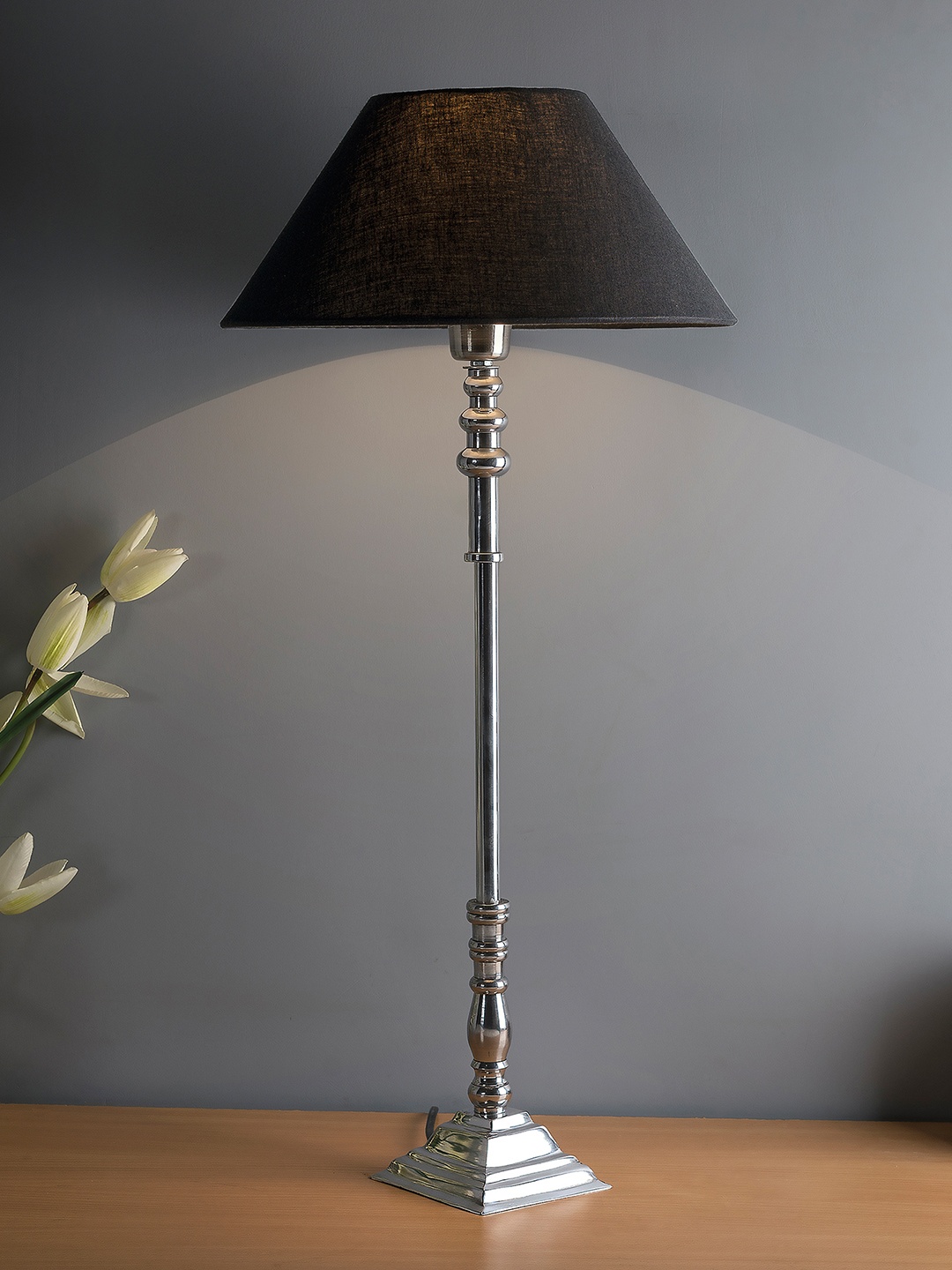 

Homesake Silver-Toned & Black Solid Chrome Finish Buffet Lamp