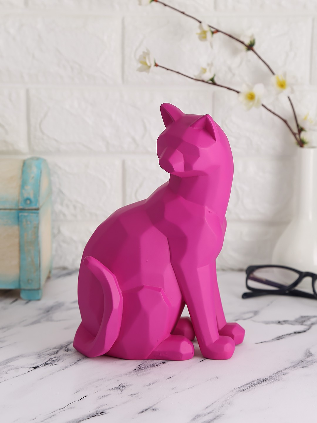 

India Circus by Krsnaa Mehta Fuchsia Pink Solid Cat Figurine