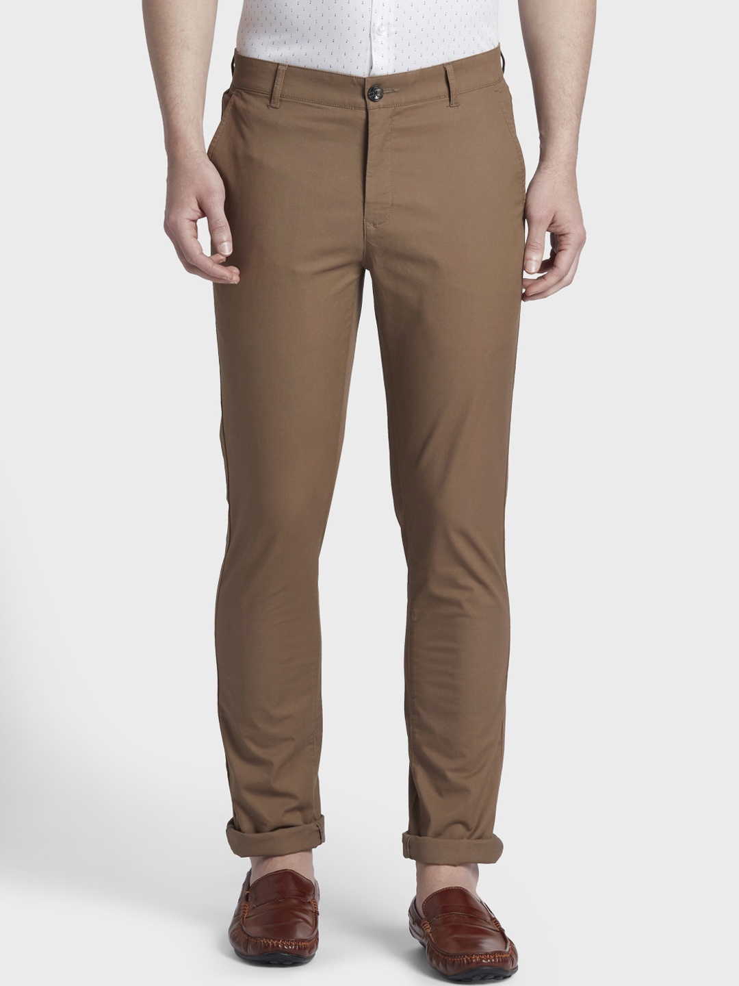 

ColorPlus Men Brown Regular Fit Solid Regular Trousers