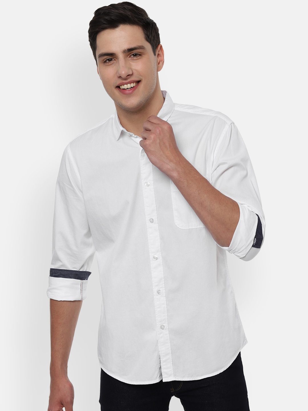 

Louis Philippe Jeans Men White Slim Fit Solid Casual Shirt