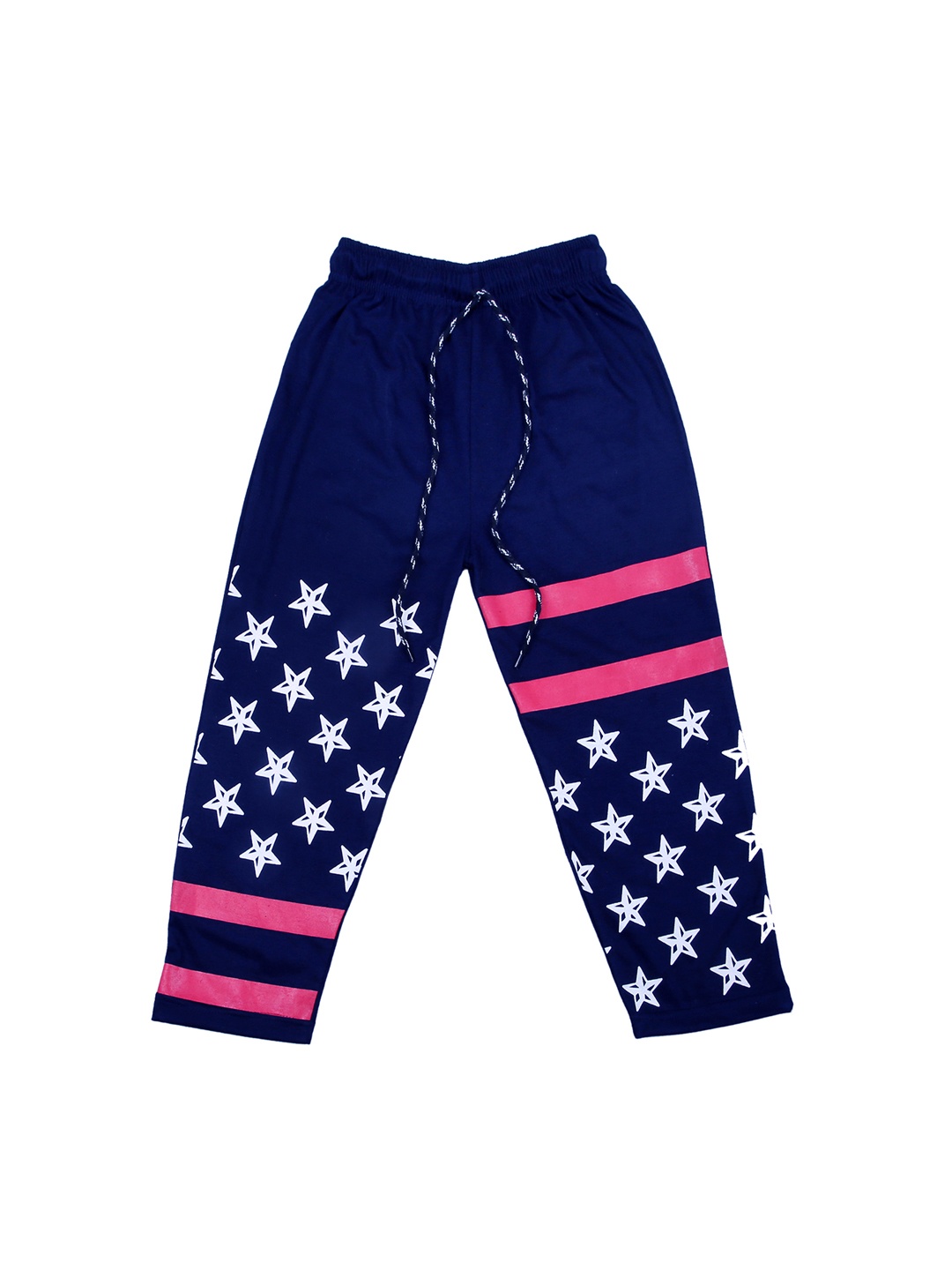 

SWEET ANGEL Girls Navy Blue & White Printed Straight-Fit Track Pants