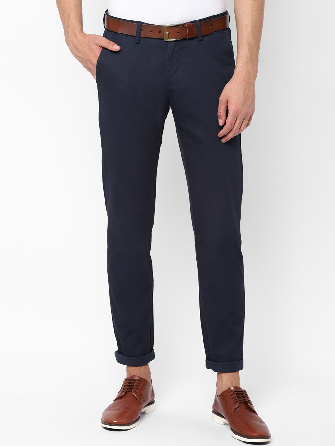 

Allen Solly Men Navy Blue Slim Fit Solid Regular Trousers