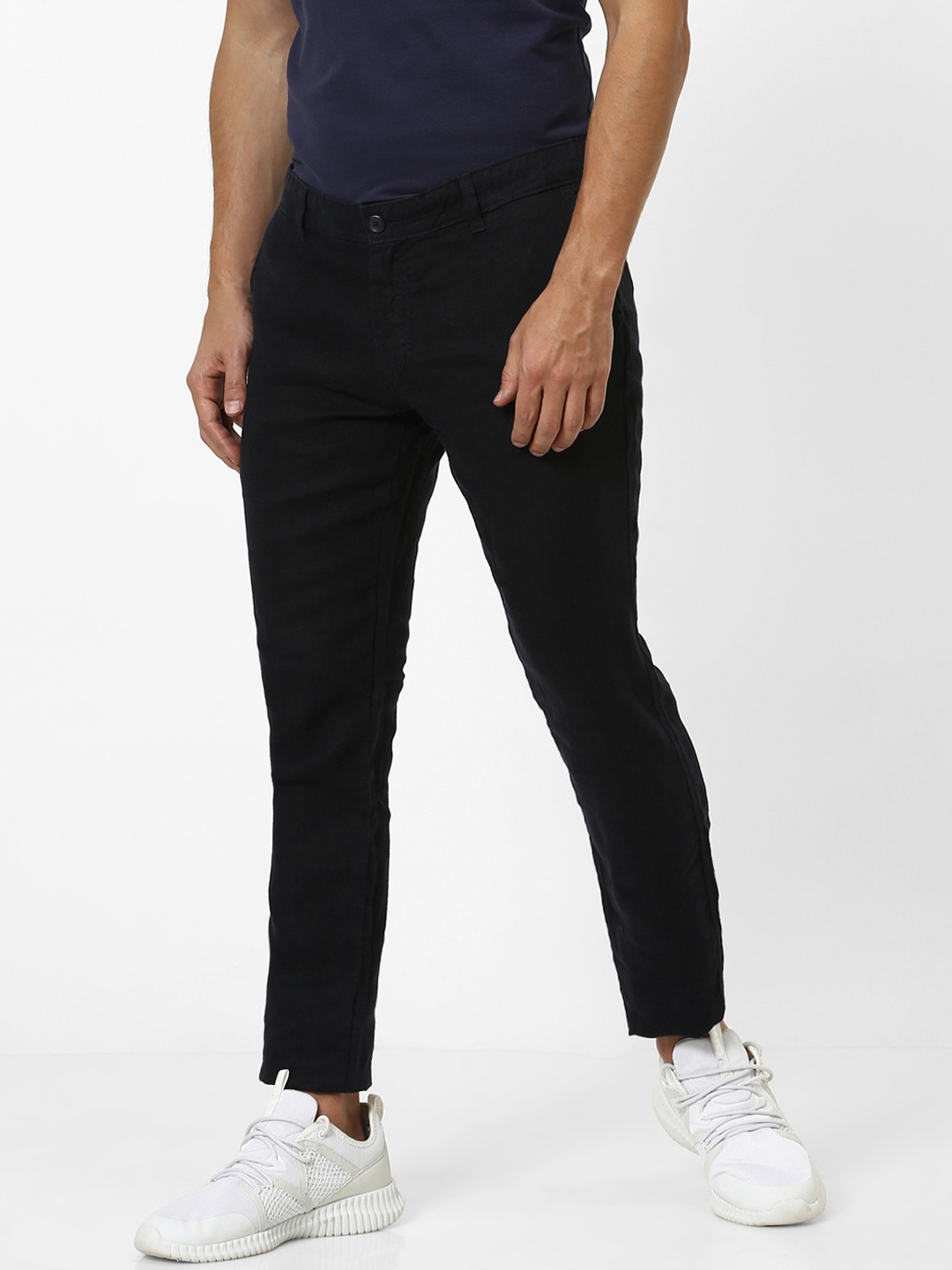 

Celio Men Blue Slim Fit Solid Regular Pure Linen Sustainable Trousers
