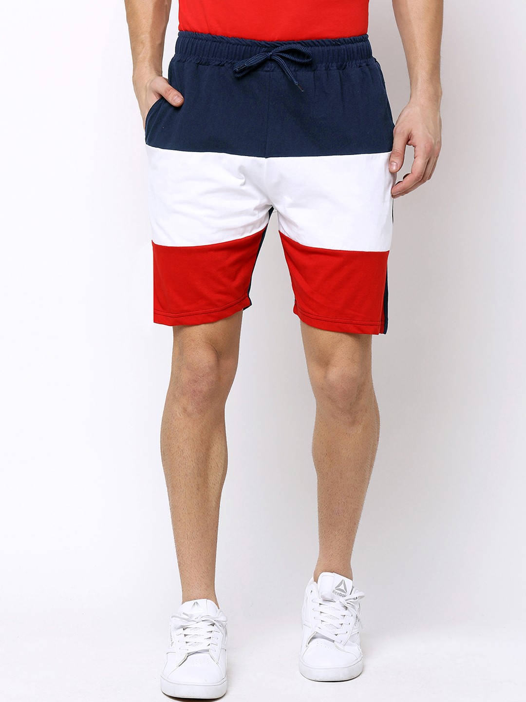 

Maniac Men Navy Blue Solid Slim Fit Sports Shorts