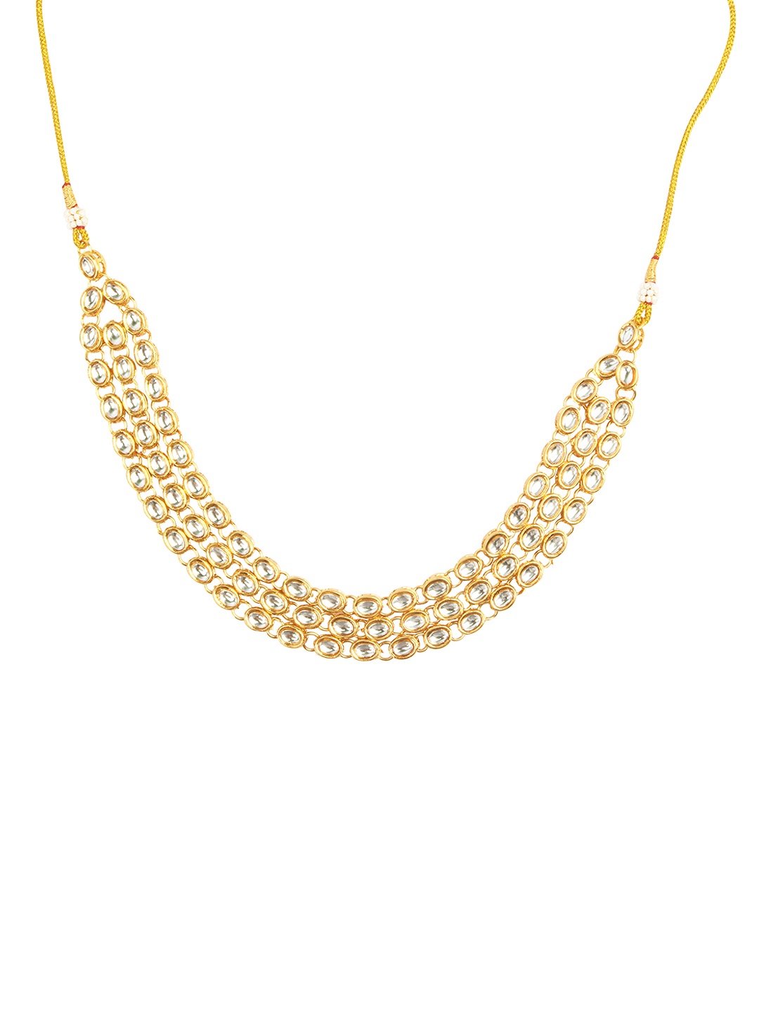

Fabstreet Gold-Plated White Kundan Studded Layered Jewellery Set