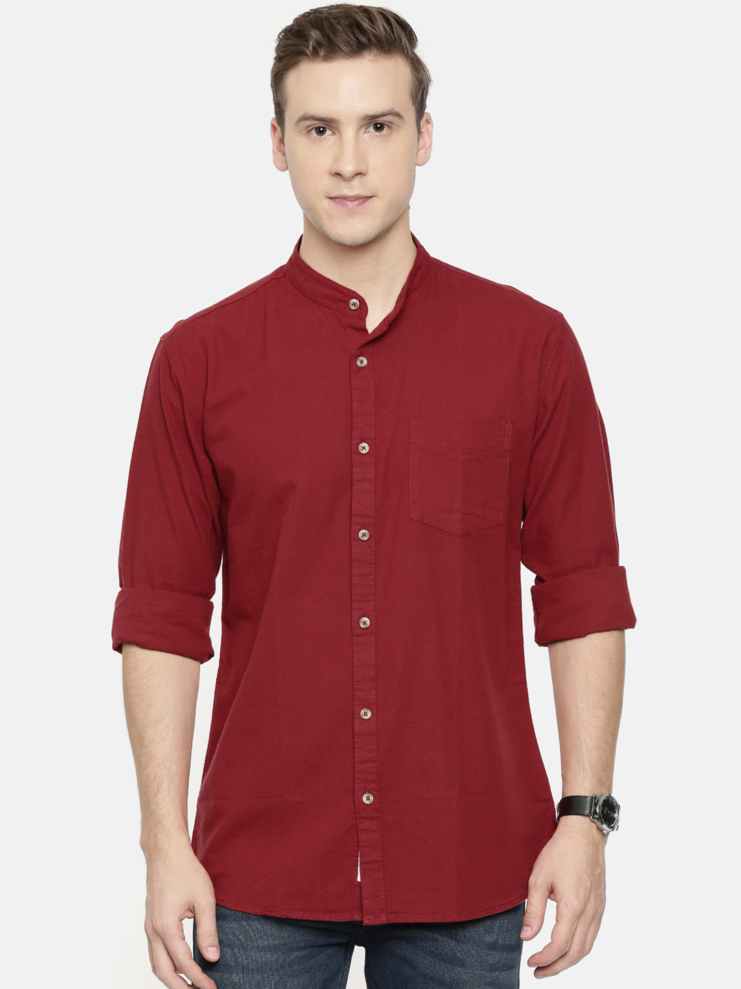 

ROLLER FASHIONS Men Maroon New Slim Fit Solid Casual Shirt