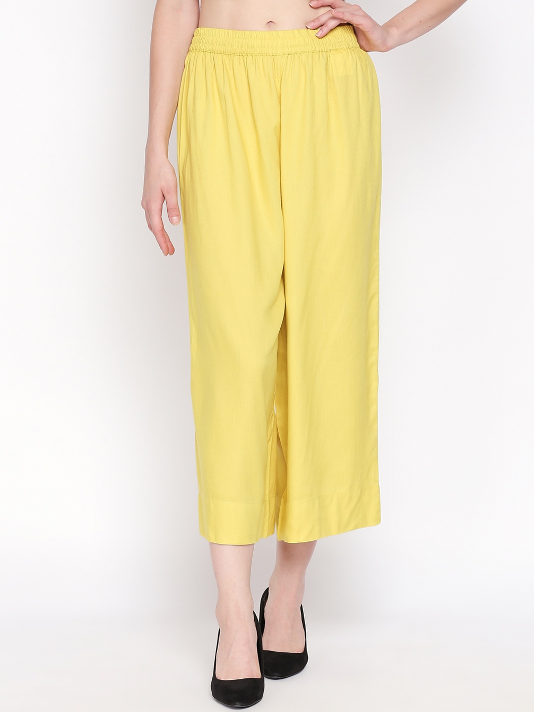 

RANGMANCH BY PANTALOONS Women Lime Green Regular Fit Solid Culottes