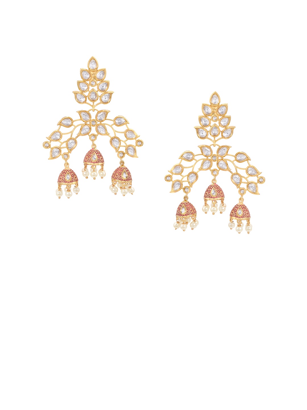 

Tistabene Red & Gold-Plated Enamelled Contemporary Drop Earrings