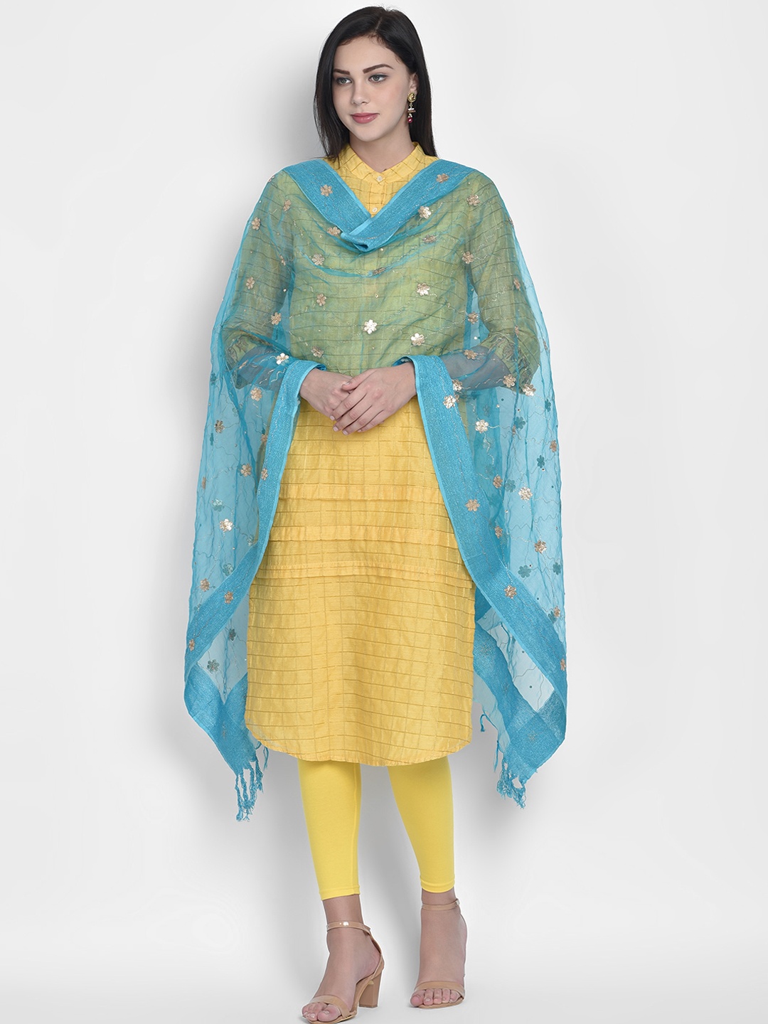

Dupatta Bazaar Blue & Gold-Toned Embroidered Dupatta