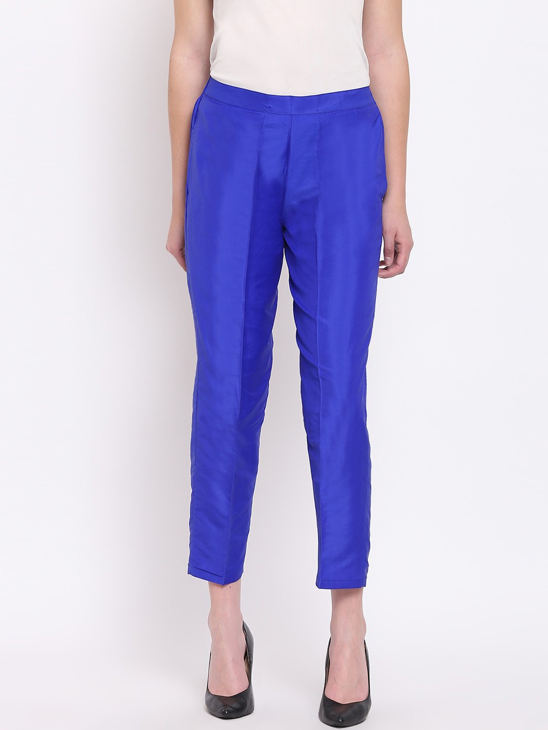 

RIVI Women Navy Blue Regular Fit Solid Peg Trousers
