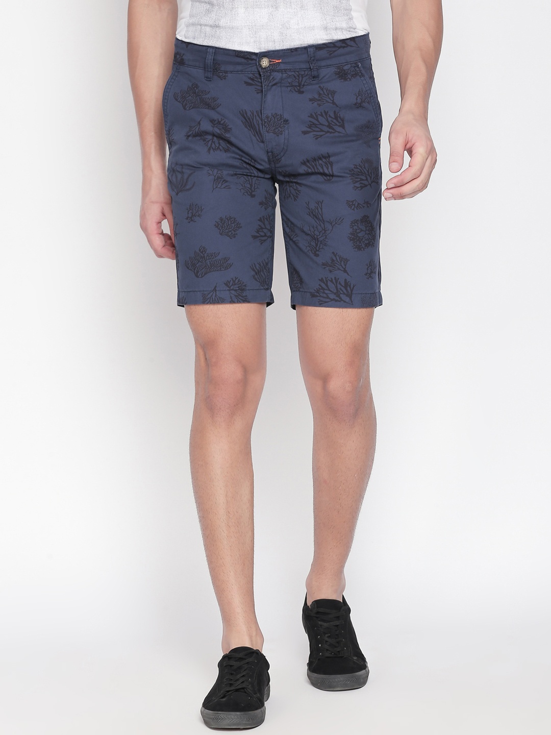 

Urban Ranger by pantaloons Men Blue Printed Slim Fit Regular Shorts