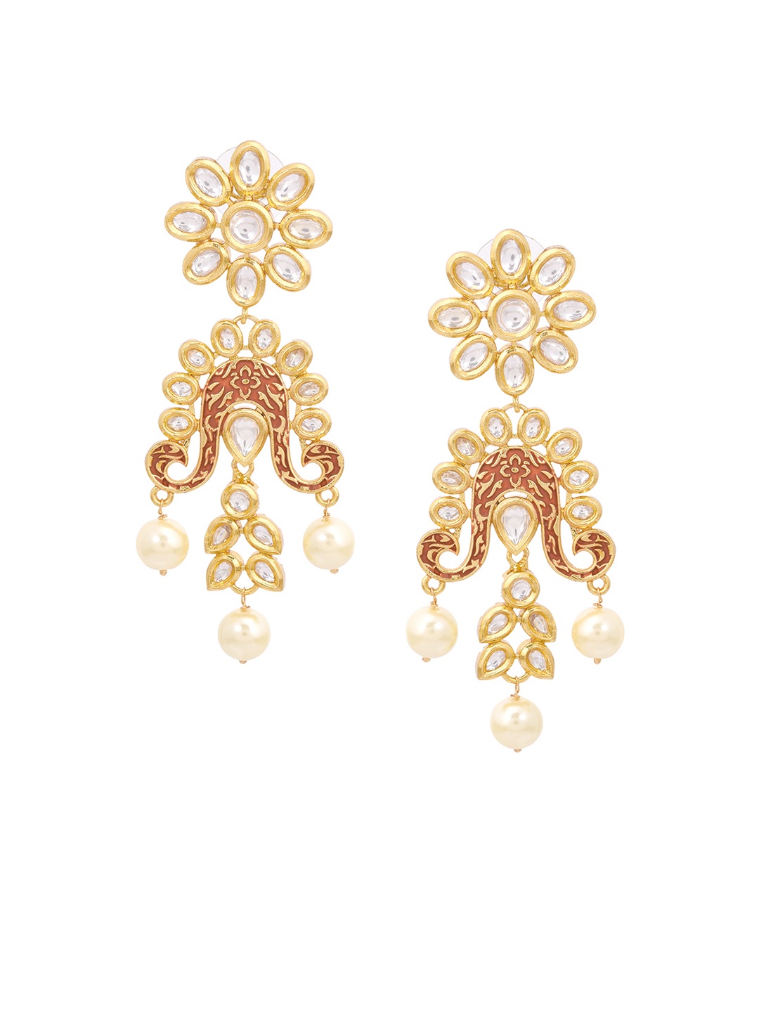 

Tistabene Gold-Plated & Red Contemporary Drop Earrings