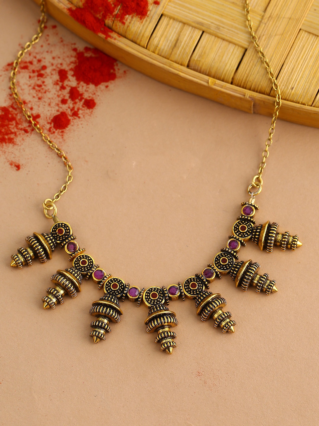 

Voylla Gold-Plated Oxidised Necklace