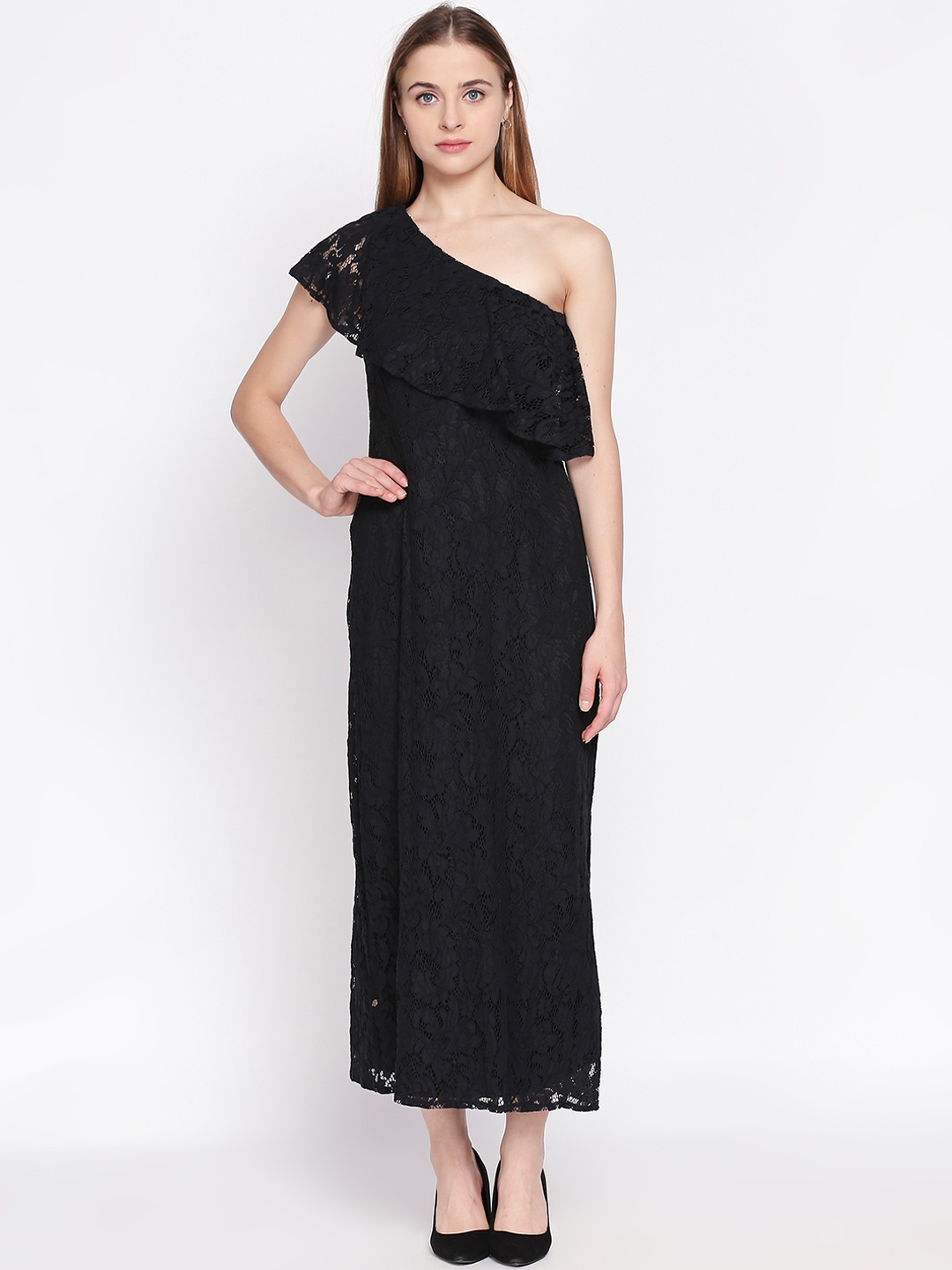 

Forever Glam by Pantaloons Women Black Self Design Fit and Flare Dress