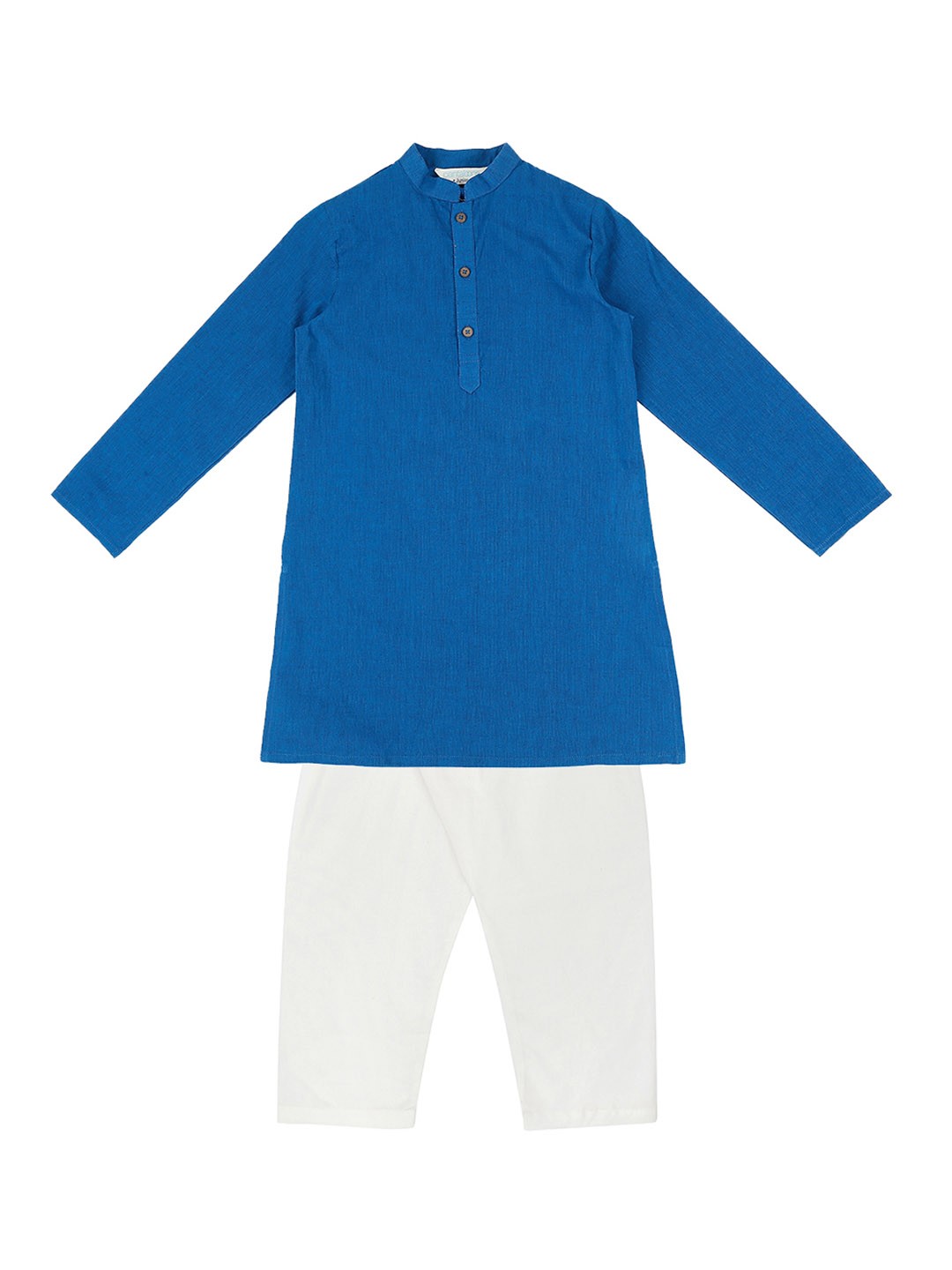 

indus route by Pantaloons Boys Blue & White Solid Kurta with Trousers