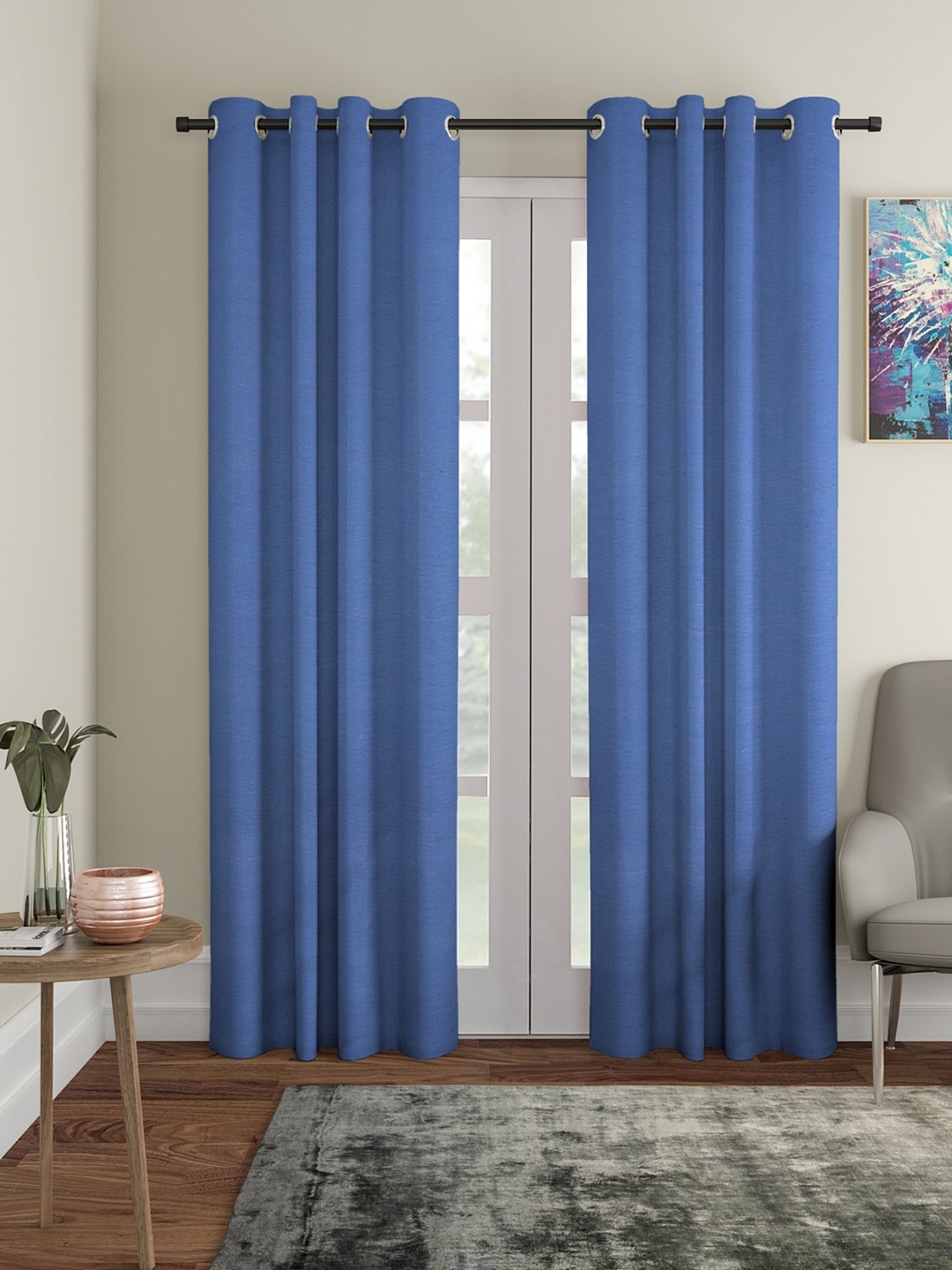 

ROMEE Set of 2 Blue Room Darkening Door Curtains