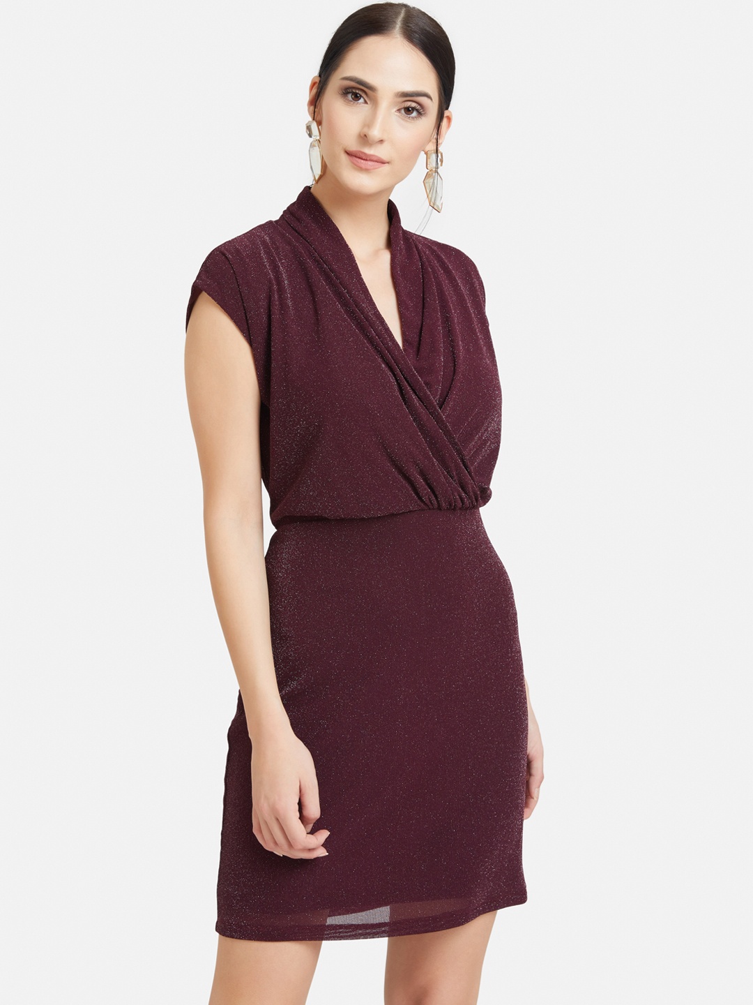 

Kazo Women Burgundy Solid Wrap Dress