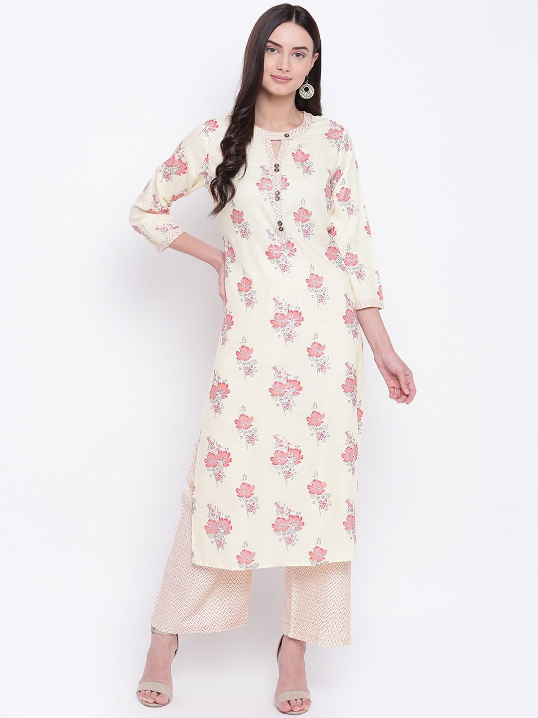 

Be Indi Women Beige Printed Kurta with Palazzos