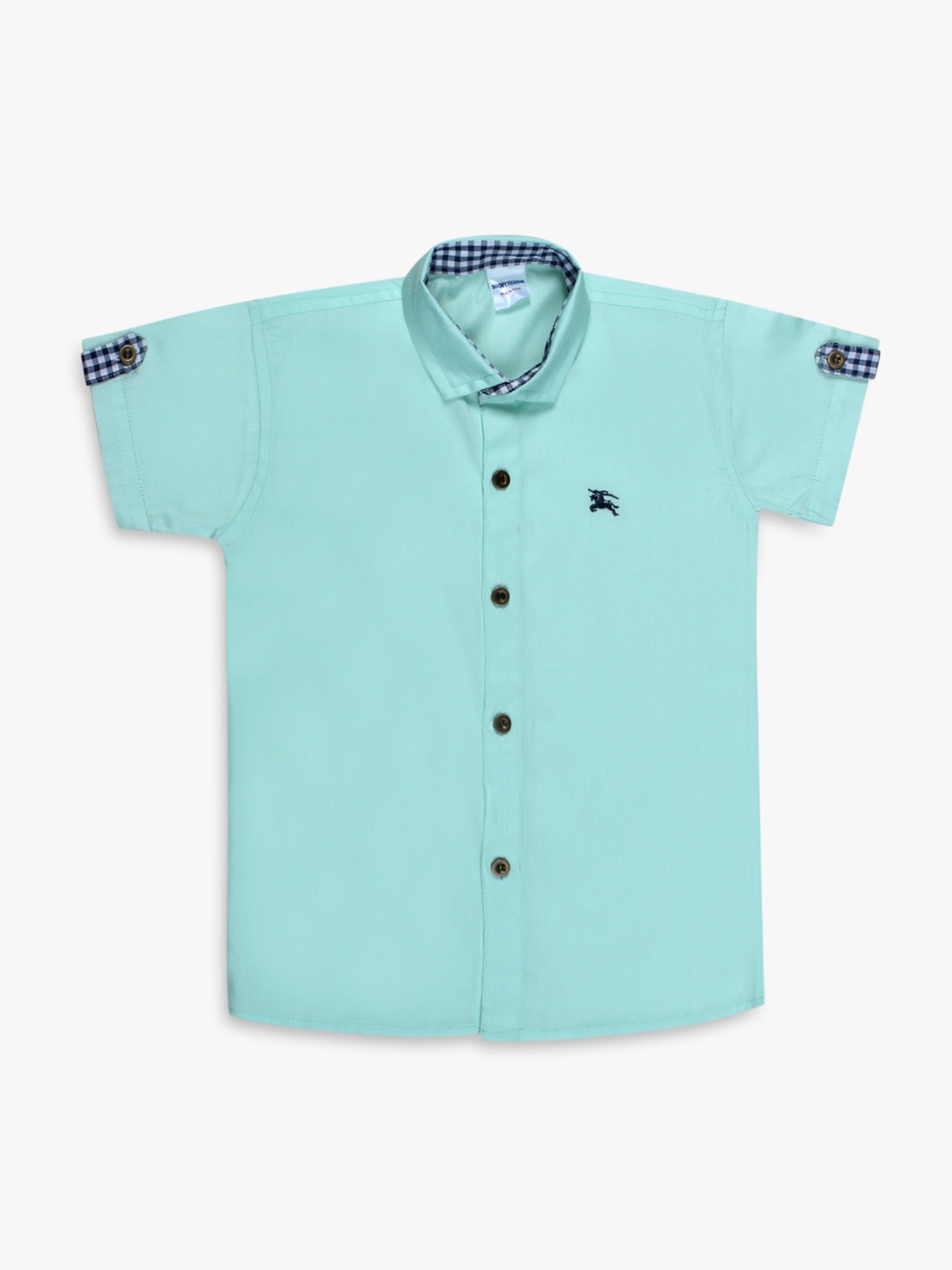 Superminis Boys Green Regular Fit Solid Casual Shirt