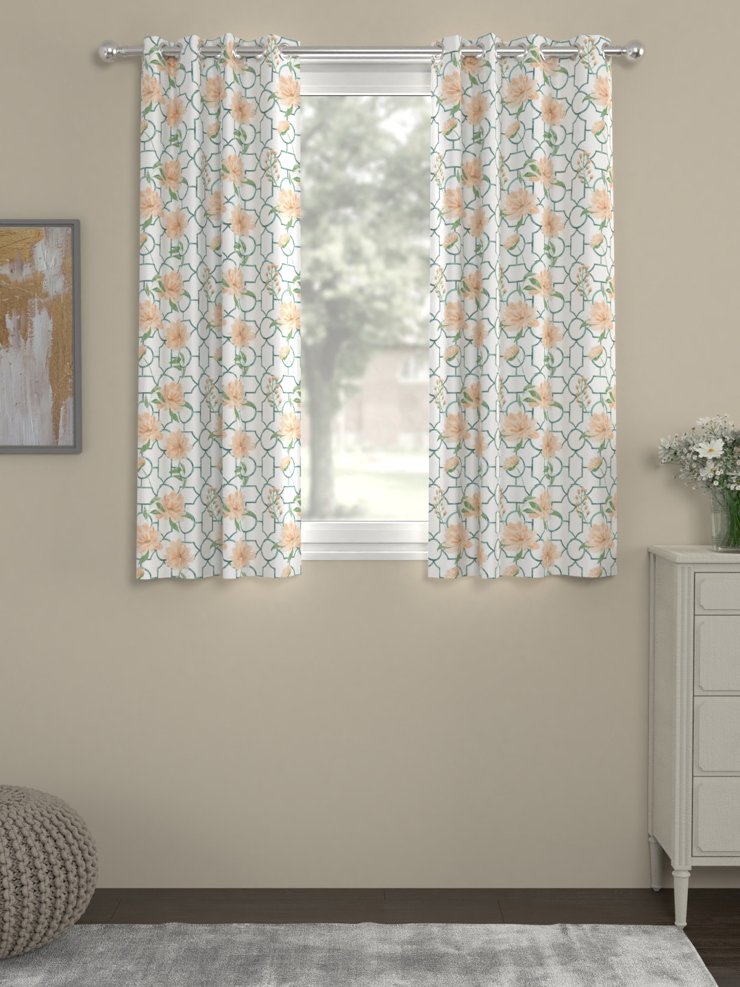

ROSARA HOME White Printed Single Window Curtain