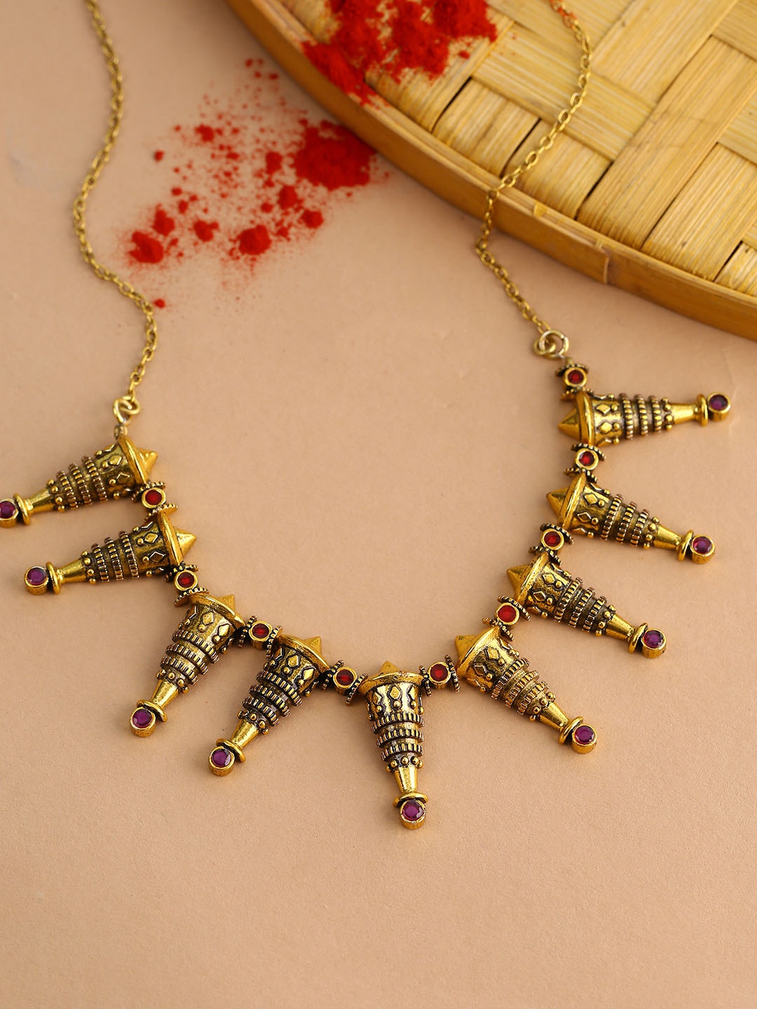 

Voylla Gold-Plated Oxidised Necklace