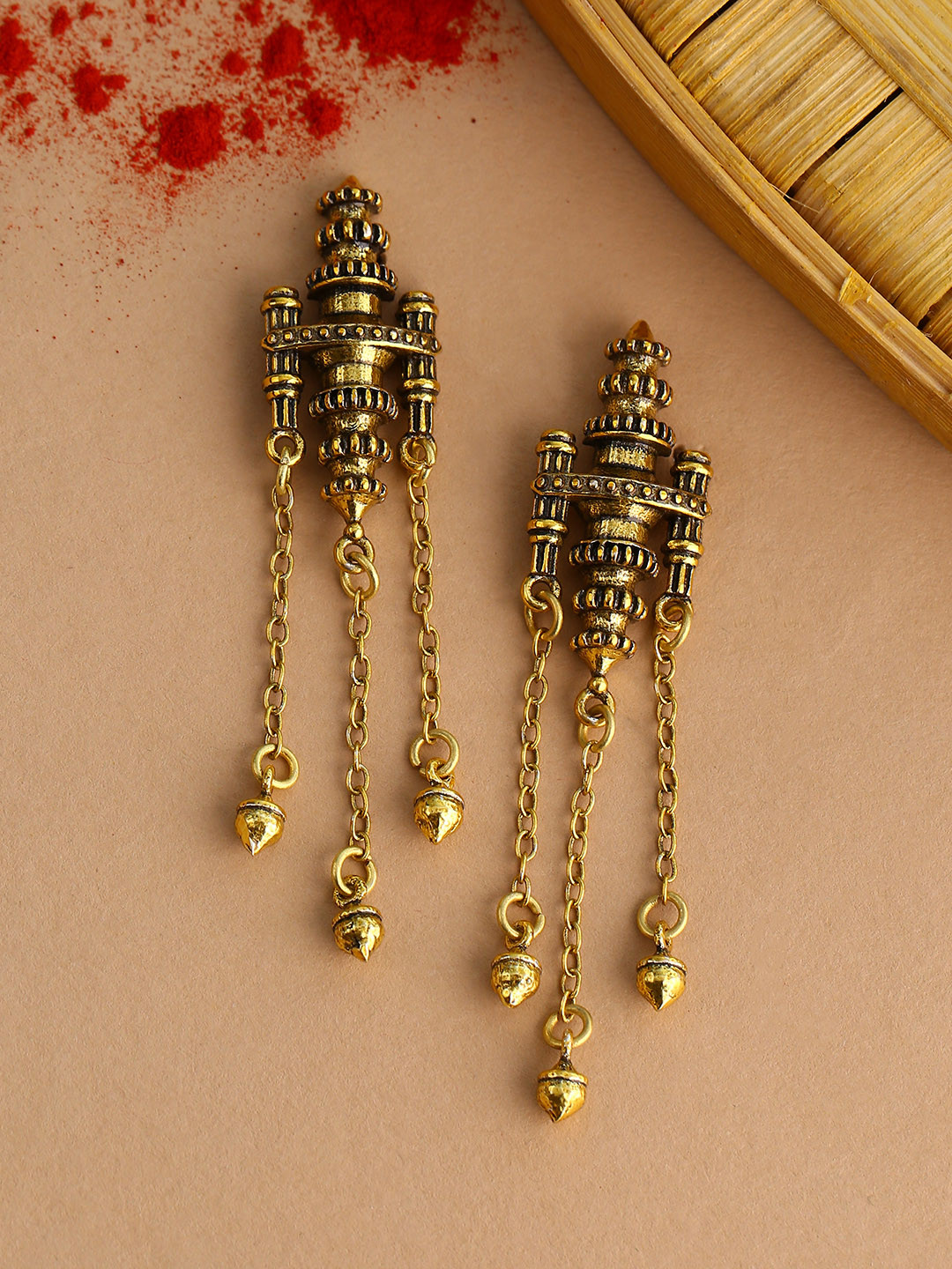 

Voylla Gold-Toned Contemporary Drop Earrings