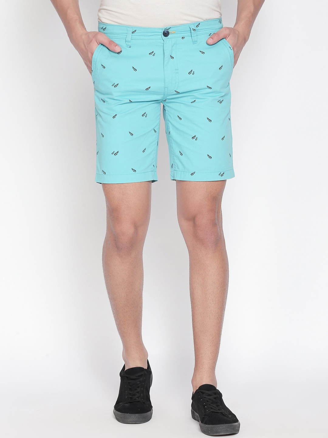 

Urban Ranger by pantaloons Men Blue Printed Slim Fit Regular Shorts