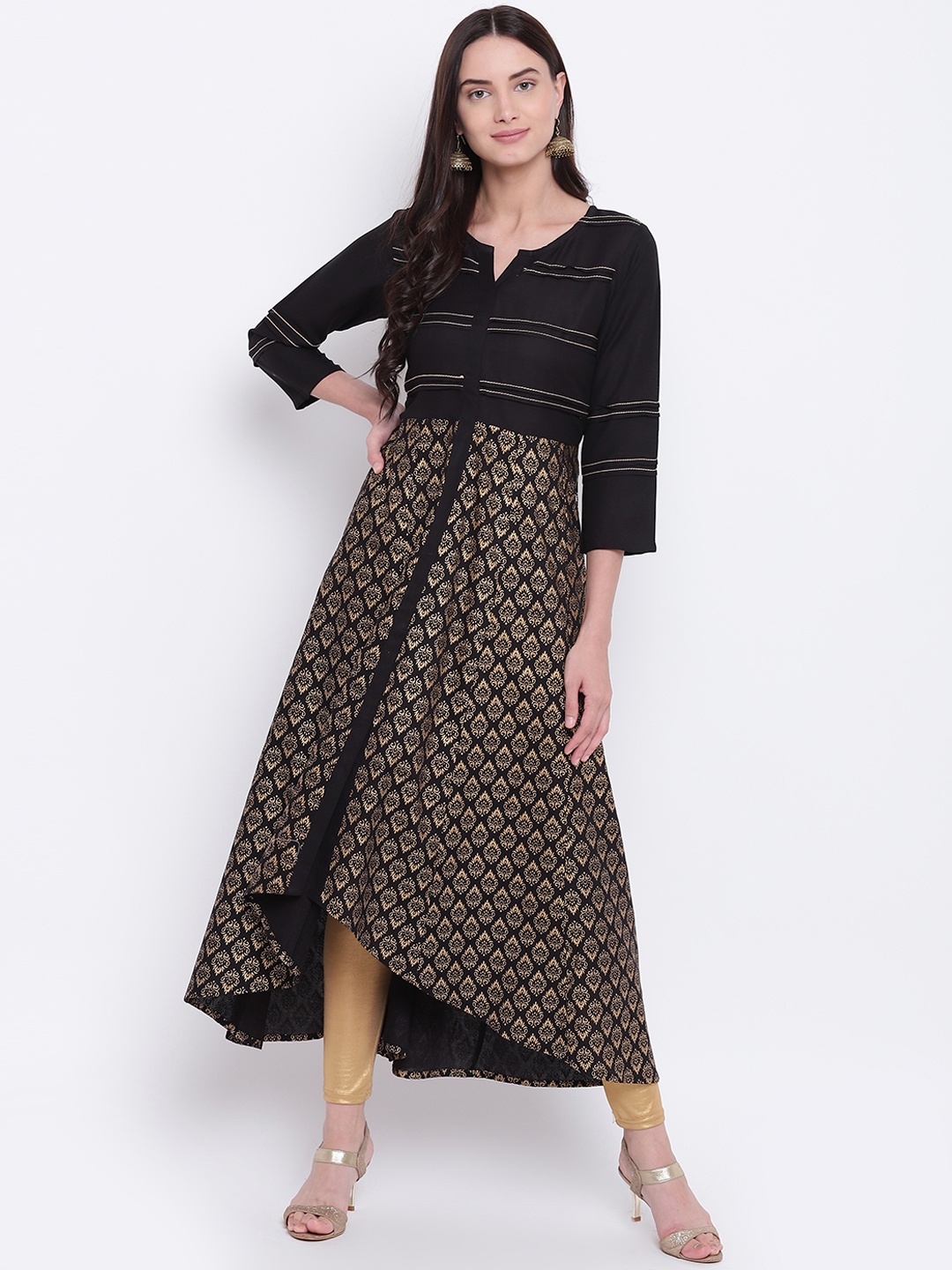

Be Indi Women Black Printed A-Line Kurta