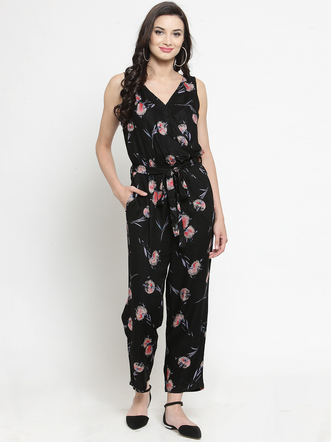 

Sera Women Black Printed Basic Jumpsuit