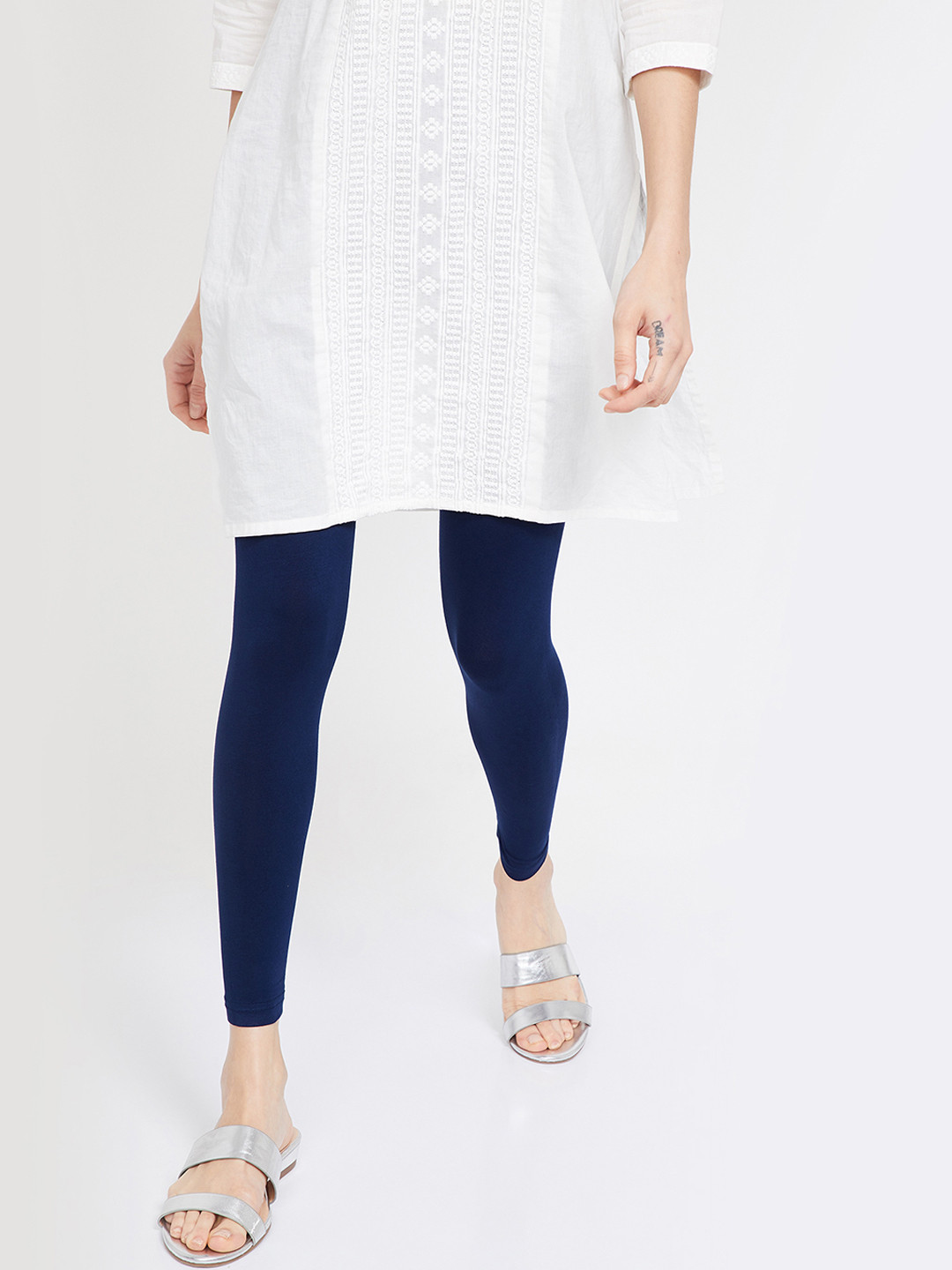 

Melange by Lifestyle Women Navy Blue Solid Ankle-Length Leggings